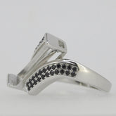 Sterling Silver Semi Mount Ring Setting Emerald OCT 18x4mm Black Spinel - Syzjewelry